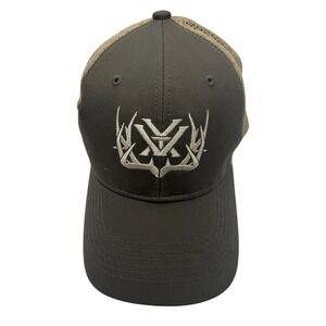 Vortex Optics Antler Logo Trucker Hat Mens Green Tan Snapback Mesh Hunting Cap